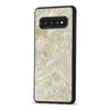 Galaxy S10 Plus — Gold Mother of Pearl seashell Explorer case, on the phone