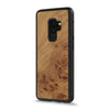 Galaxy S9 Plus — Carpathian Elm Burl wood Explorer case, standing upright
