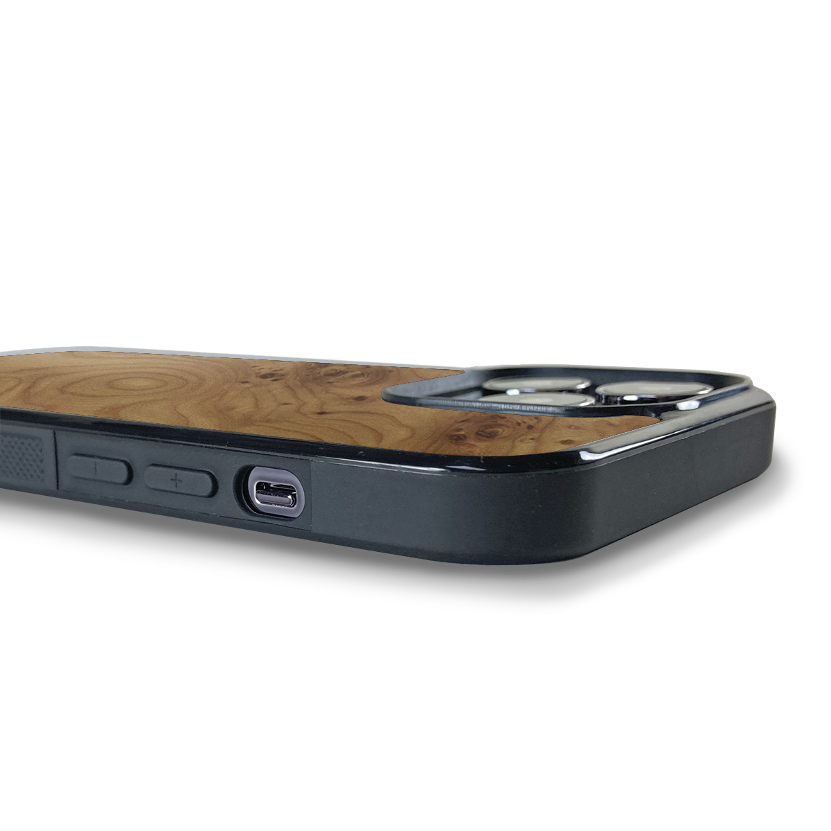iPhone 14 Pro Max —  #WoodBack Explorer Black Case