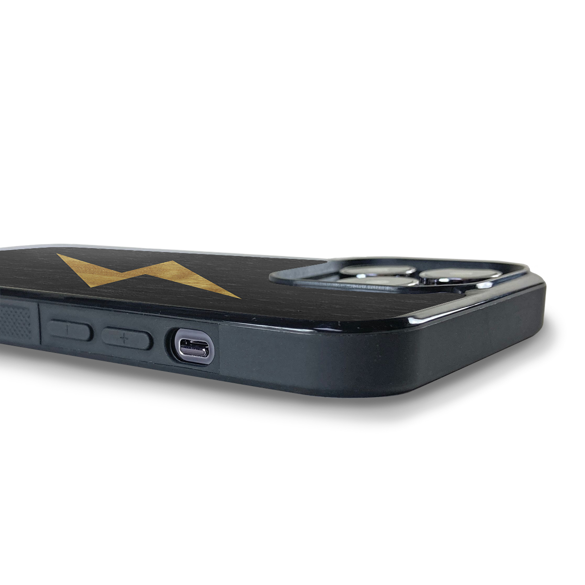 iPhone 14 Pro —  #WoodBack Explorer Black Case