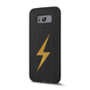 Galaxy S8 Plus — Gold Lightning Bolt wood Explorer case, standing upright